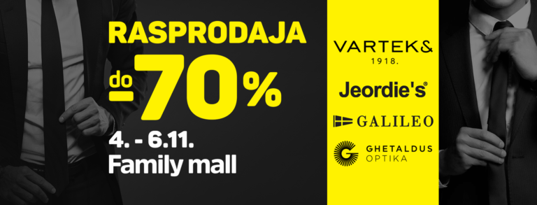 Najveća rasprodaja odjeće - Varteks, Jeordie's i Galileo do -70% čeka vas  u Family mallu od 04.- 06.11.!