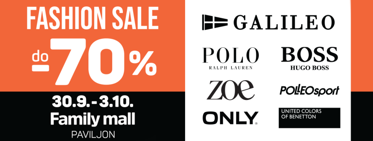 Fashion sale do -70% od 30.9. do 3.10. u Family mallu